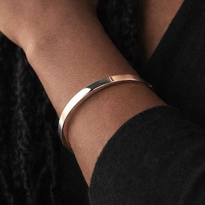 Personalised Sterling Silver Square Cut Hinged Bangle Bracelet