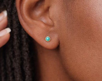 Sterling Silver Turquoise Micro Stud Earrings – 4mm