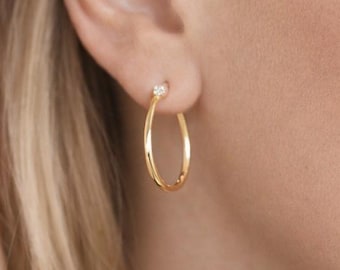 Gold Plated Sterling Silver Teardrop Hoop Earrings – 15mm