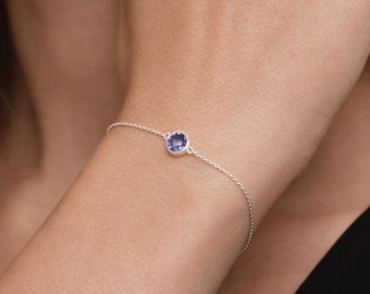 Personalised Sterling Silver September Birthstone Sapphire Bracelet