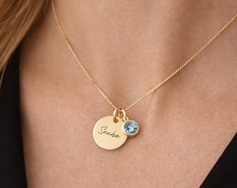 Personalised Gold Plated Sterling Silver March Birthstone Aquamarine Pendant Necklace
