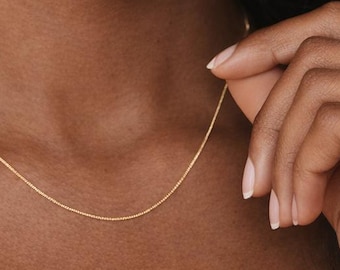 Solid 9ct Yellow Gold 0.8mm Diamond Cut Curb Chain Necklace – 16in To 20in