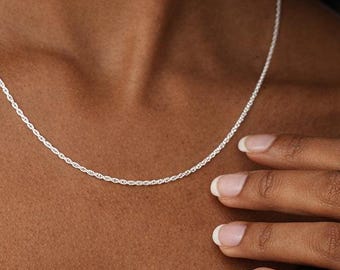 Sterling Silver 2.1mm Rope Chain Necklace – 16in To 28in