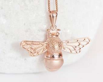 18ct Rose Gold Plated Honey Bee Necklace with Optional Personalisation