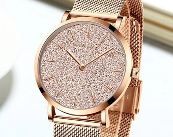 Personalised Rose Gold Sparkle Watch