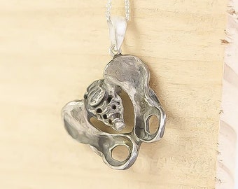 Oxidised Sterling Silver Anatomical Pelvis Necklace with Optional Personalisation