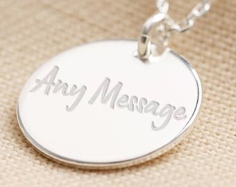 Personalised Sterling Silver Disc Necklace