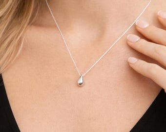 Personalised Sterling Silver Tiny Teardrop Pendant Necklace