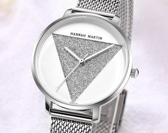 Personalised Silver and White Tri Sparkle Watch