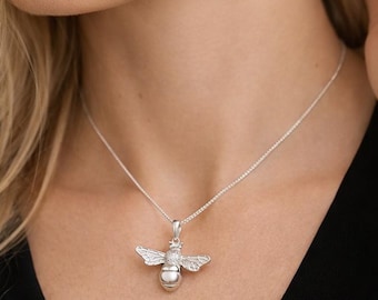 Personalised Sterling Silver Bumble Bee Pendant Necklace