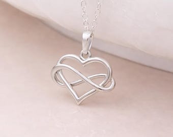 Sterling Silver Infinity Heart Necklace: Personalized Eternal Love Pendant