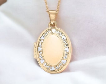 Family Locket in 9ct Gold, Four Photo Locket, Gold Locket, Keepsake Memorial Jewellery Necklace, 9ct Yellow Gold, 9ct White Gold