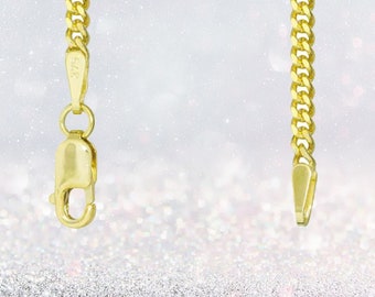 2.1mm 9ct Gold Diamond Cut Curb Chain Necklace