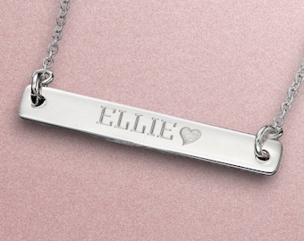 Personalised Sterling Silver Horizontal Bar Necklace