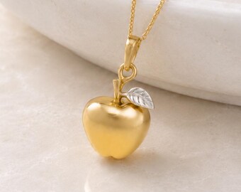 Personalised Gold Plated Sterling Silver Apple For The Teacher Pendant Necklace