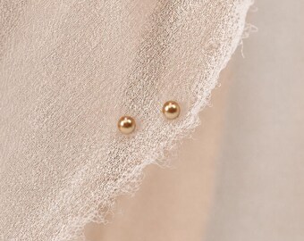 3mm Sterling Silver Gold Pearl Stud Earrings