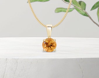 Genuine Citrine Pendant in 9ct Gold, Citrine Birthstone, 13th Wedding Anniversary Gift, November Birthday