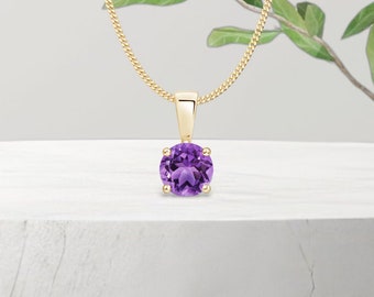 Genuine Amethyst Necklace in 9ct Gold, Amethyst Birthstone, 6th Wedding Anniversary Gift, February Birthday