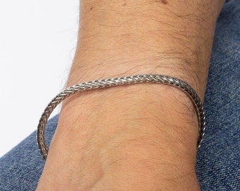 Buy Heavyweight Oxidised Sterling Silver Foxtail Chain Bracelet