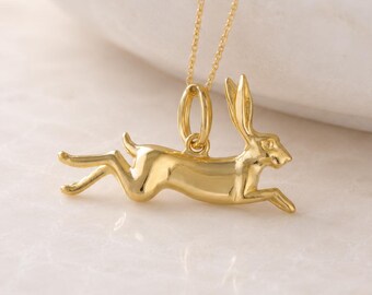 Personalised Gold Plated Sterling Silver Hare Pendant Necklace