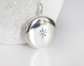 5pcs 21mm silver plated brass round photo locket with 4mm star setting size DIY pendant charm supplies 1112023