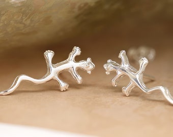 Sterling Silver Gecko Stud Earrings