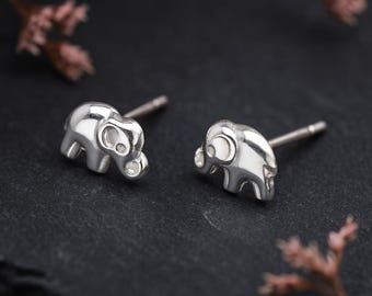Sterling Silver Baby Elephant Stud Earrings