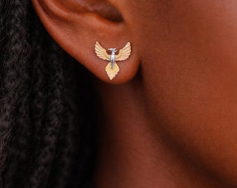 Sterling Silver And Gold Plated Phoenix Stud Earrings – 10mm
