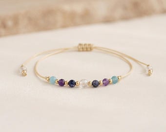 Personalised Pisces Zodiac Gemstone Bead Bracelet With Gold Plating