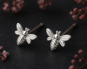Sterling Silver Bee Stud Earrings
