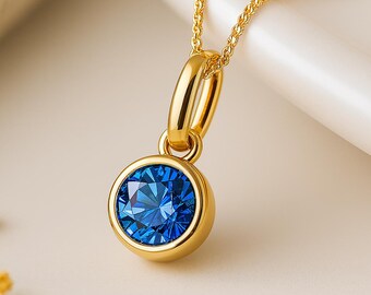 Personalised Gold Plated Sterling Silver September Sapphire Birthstone Necklace