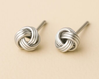 Mini Sterling Silver Love Knot Stud Earrings