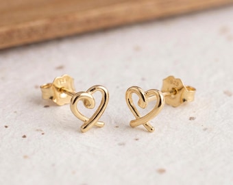 Paloma Heart Stud Earrings In Gold Plated Sterling Silver