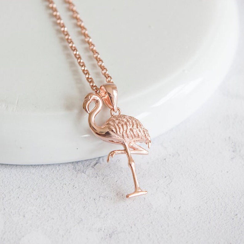 Personalised Rose Gold Plated Flamingo Necklace
