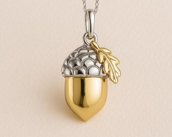 Personalised Gold Plated Sterling Silver Acorn Necklace