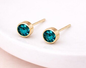 Gold Plated Sterling Silver December Topaz Birthstone Stud Earrings – 7mm