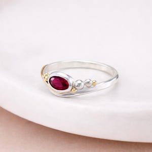 Molten Sterling Silver Ruby Engagement Ring