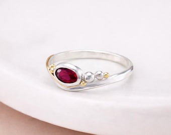 Molten Sterling Silver Ruby Engagement Ring