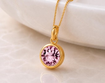 Personalised Gold Plated Sterling Silver June Birthstone Alexandrite Pendant Necklace