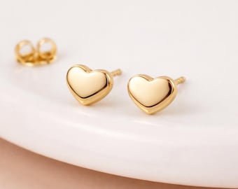 Solid 9ct Gold Micro Heart Stud Earrings – 4mm