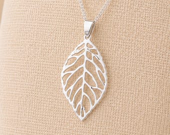 Personalised Sterling Silver Cut Out Oak Leaf Pendant Necklace