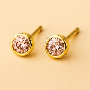 Boucles d'oreilles en argent sterling plaqué or avec pierre de naissance alexandrite June