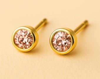 Gold Plated Sterling Silver June Alexandrite Birthstone Stud Earrings