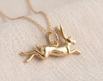 Personalised Hare Necklace in Gold Plated Sterling Silver
