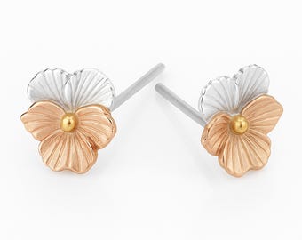 Sterling Silver Violet Stud Earrings: February Birth Flower – 7mm