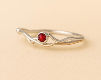 Molten Sterling Silver Ruby Solitaire Ring