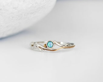 Sterling Silver Organic Blue Opal Ring
