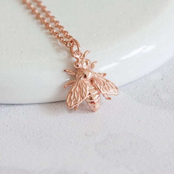 Buy 18ct Rose Gold Plated Honey Bee Necklace With Optional