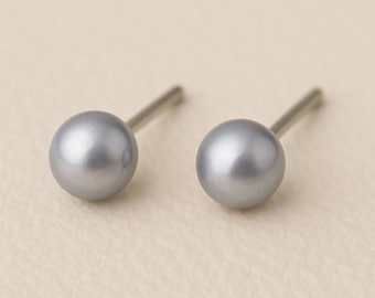 Sterling Silver Grey Freshwater Pearl Stud Earrings