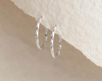 Personalised Twisted Sleeper Hoop Earrings in Sterling Silver